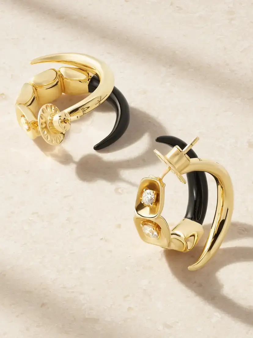Nikos Koulis Look 18-karat Gold, Enamel And Diamond Earrings | Thumbnail 3 Nikos Koulis Look 18-karat Gold, Enamel And Diamond Earrings | Thumbnail 3