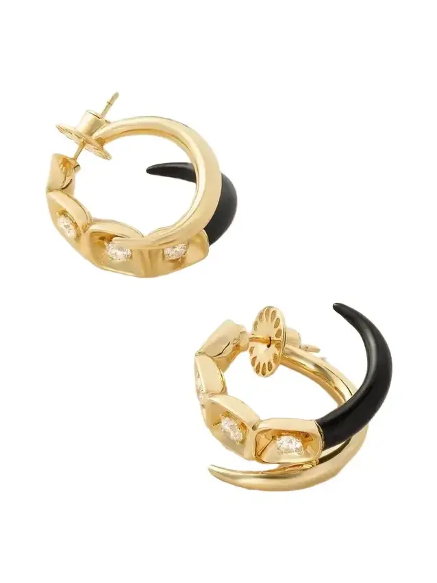 Look 18-karat Gold, Enamel And Diamond Earrings