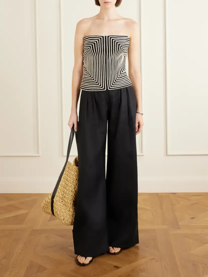 ANDRES OTALORA Nyota Alma Embroidered Linen-blend Bustier Top | Thumbnail 2 ANDRES OTALORA Nyota Alma Embroidered Linen-blend Bustier Top | Thumbnail 2