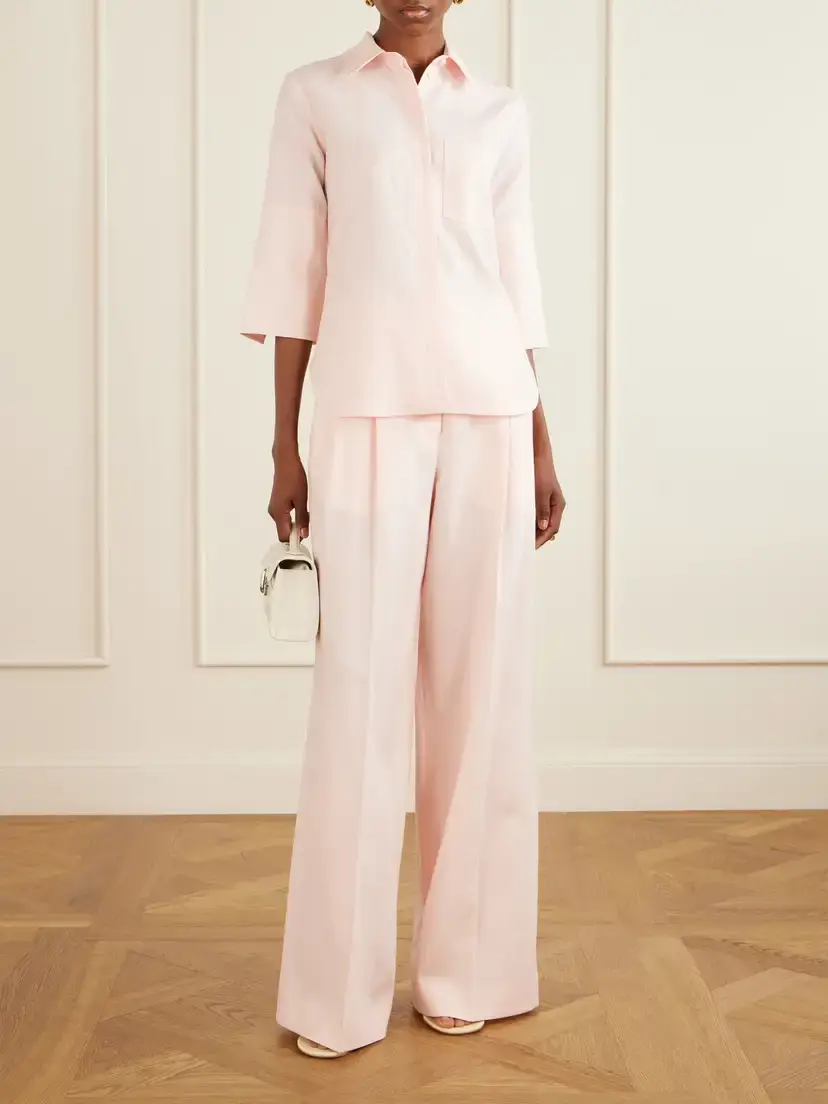 Another Tomorrow Pleated Linen Wide-leg Pants | Thumbnail 2