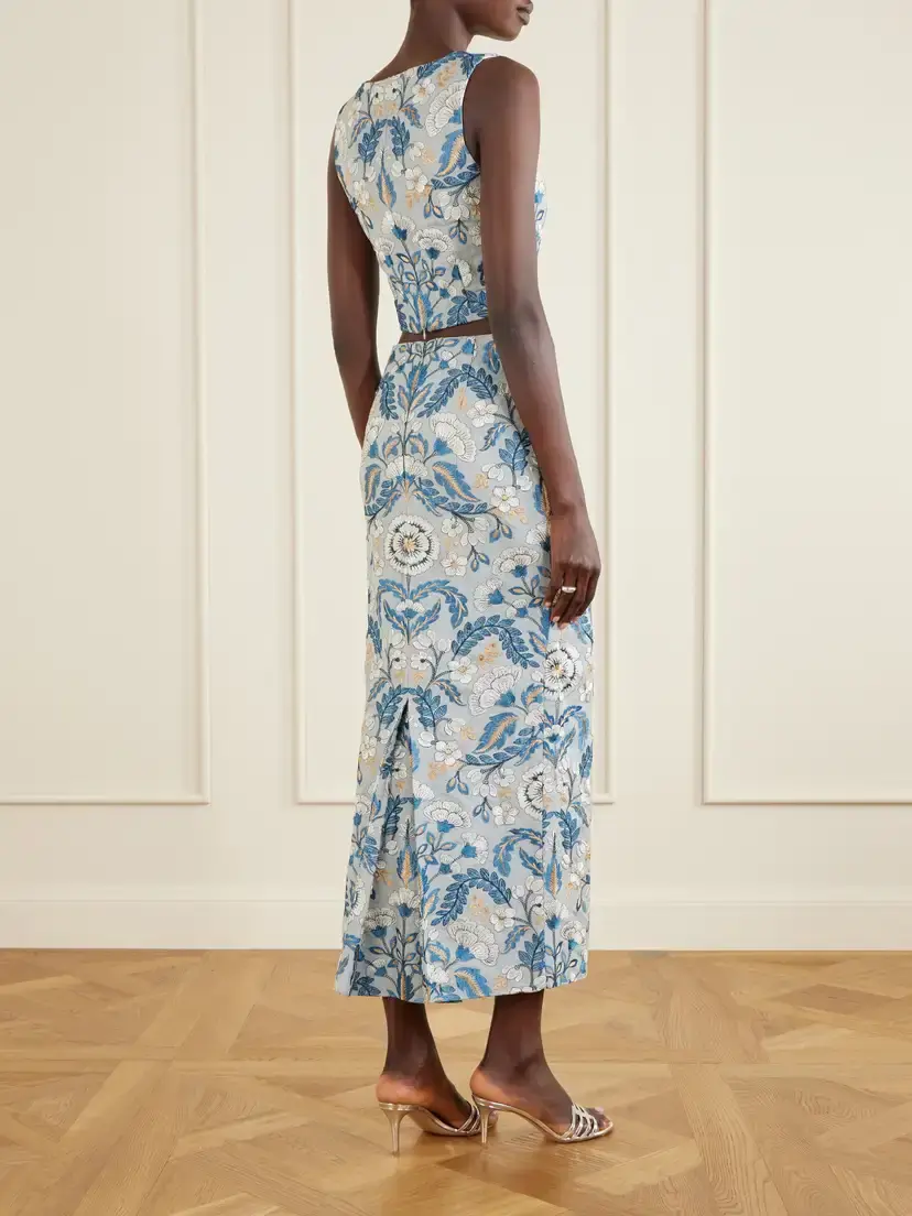 Marta Ferri Embroidered Woven Midi Skirt | Thumbnail 3 Marta Ferri Embroidered Woven Midi Skirt | Thumbnail 3