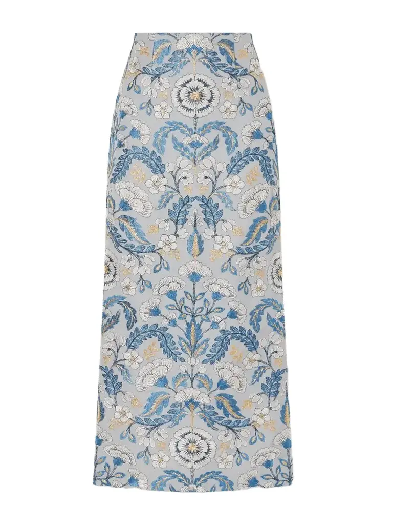 Marta Ferri Embroidered Woven Midi Skirt | Image 1 Marta Ferri Embroidered Woven Midi Skirt | Image 1