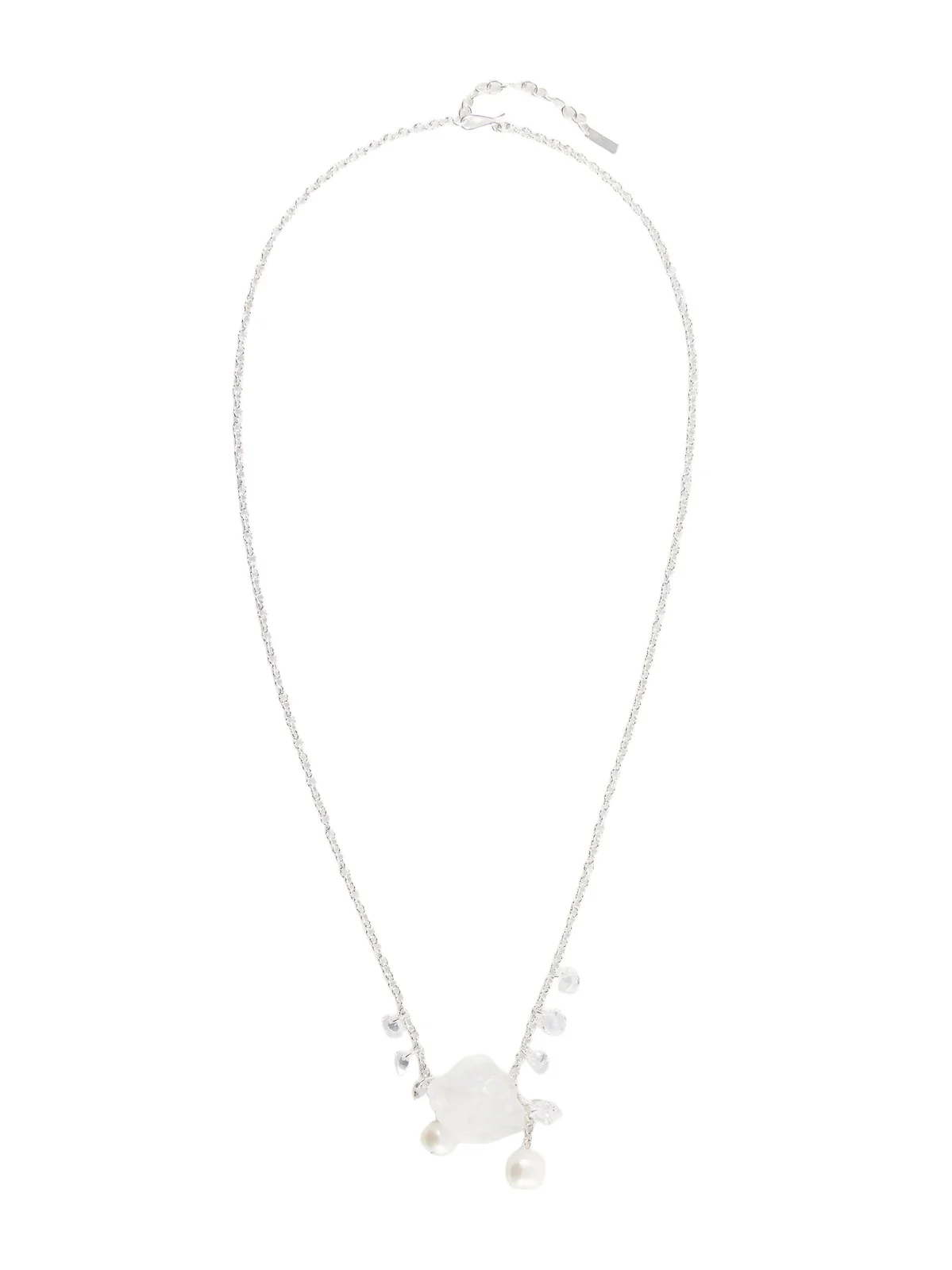 Pendulum Recycled Silver, Cubic Zirconia, Crystal And Pearl Necklace Pendulum Recycled Silver, Cubic Zirconia, Crystal And Pearl Necklace