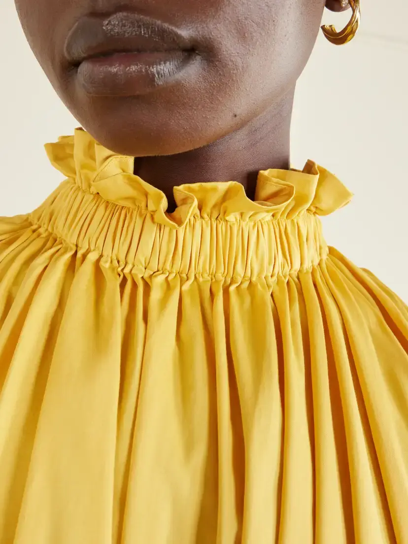 Marta Ferri Camogli Belted Ruched Grosgrain-trimmed Cotton-poplin Halterneck Midi Dress | Thumbnail 4 Marta Ferri Camogli Belted Ruched Grosgrain-trimmed Cotton-poplin Halterneck Midi Dress | Thumbnail 4