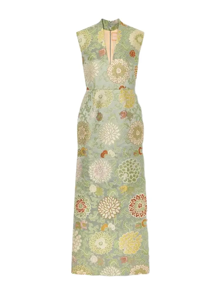 Marta Ferri Praga Embroidered Woven Midi Dress | Image 1 Marta Ferri Praga Embroidered Woven Midi Dress | Image 1