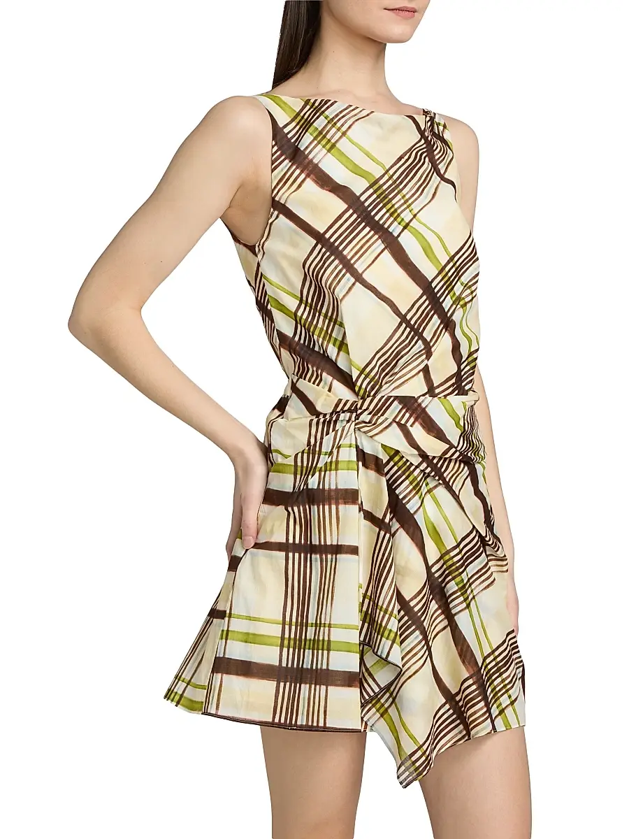 A.L.C. A. L.C. Women's Dea Plaid Gathered Cotton Minidress | Thumbnail 4 A.L.C. A. L.C. Women's Dea Plaid Gathered Cotton Minidress | Thumbnail 4