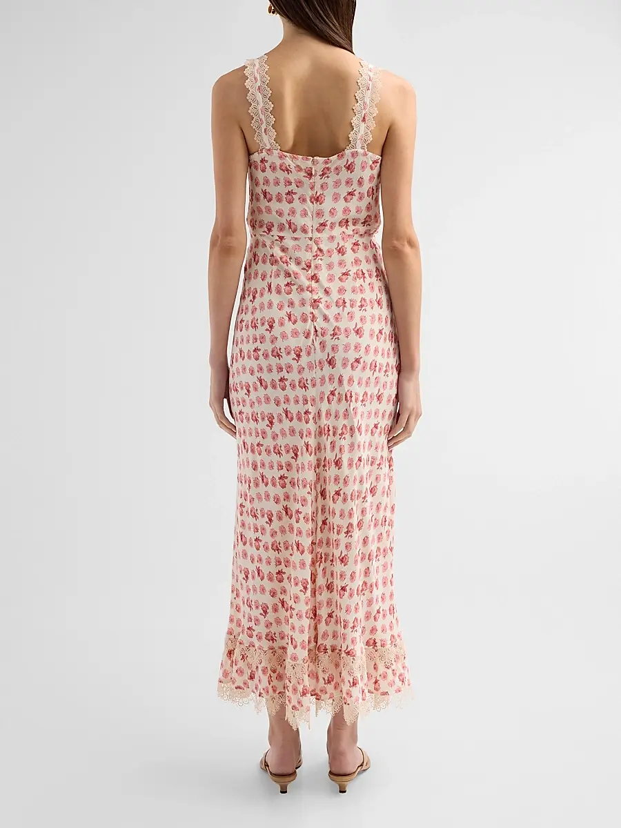 Cinq à Sept Women's Stevie Ikat Roses Midi-Dress | Thumbnail 3 Cinq à Sept Women's Stevie Ikat Roses Midi-Dress | Thumbnail 3