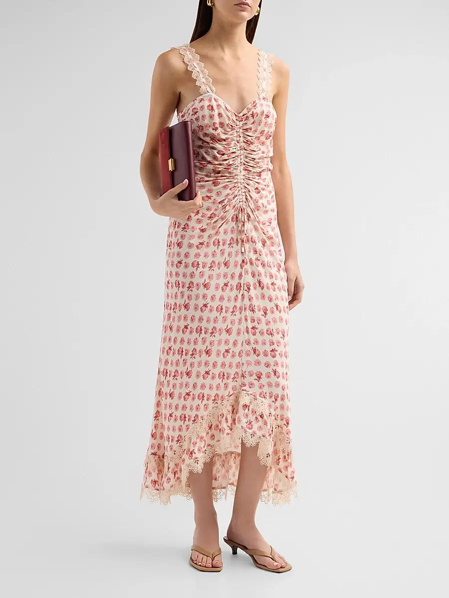 Cinq à Sept Women's Stevie Ikat Roses Midi-Dress | Thumbnail 4 Cinq à Sept Women's Stevie Ikat Roses Midi-Dress | Thumbnail 4