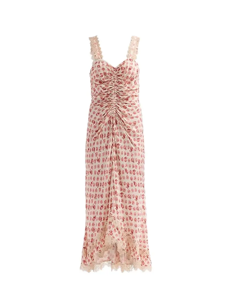 Cinq à Sept Women's Stevie Ikat Roses Midi-Dress - Gardenia Multi | Image 1 Cinq à Sept Women's Stevie Ikat Roses Midi-Dress - Gardenia Multi | Image 1