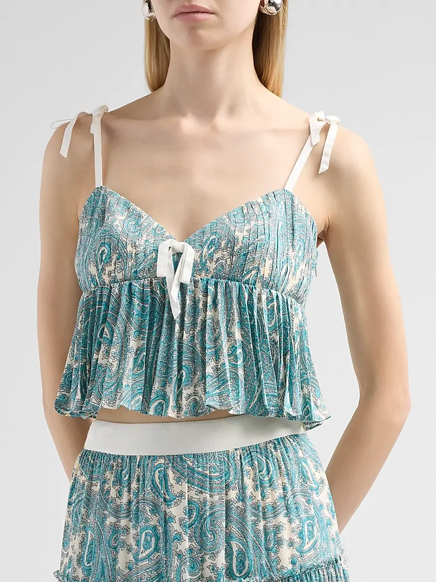 Cinq à Sept Women's Hendrix Paisley Orianna Crop Top | Thumbnail 4