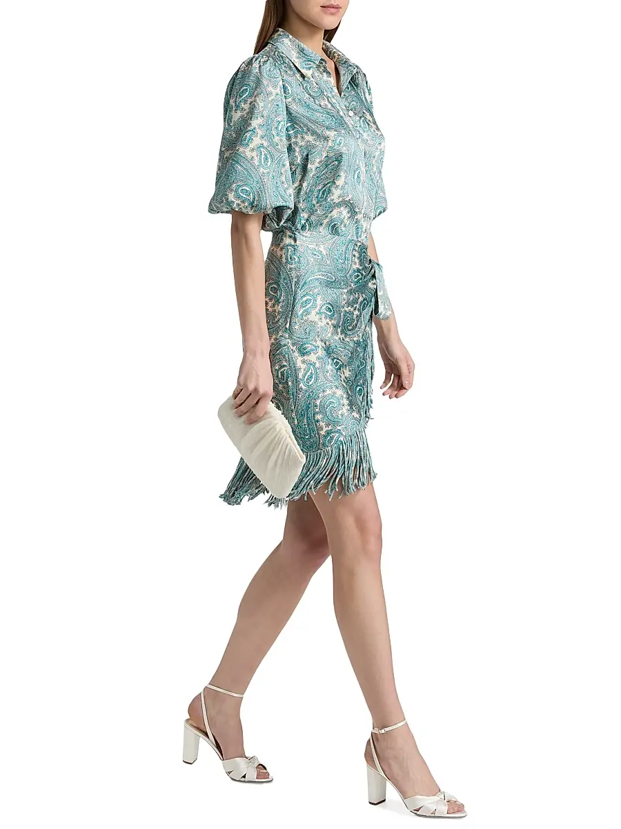 Cinq à Sept Women's Hendrix Paisley Fringed Wrap Minidress | Thumbnail 2 Cinq à Sept Women's Hendrix Paisley Fringed Wrap Minidress | Thumbnail 2