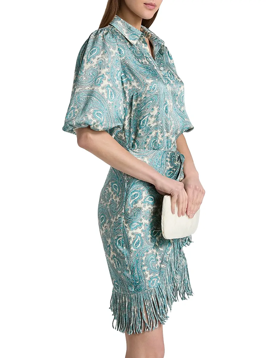 Cinq à Sept Women's Hendrix Paisley Fringed Wrap Minidress | Thumbnail 4 Cinq à Sept Women's Hendrix Paisley Fringed Wrap Minidress | Thumbnail 4