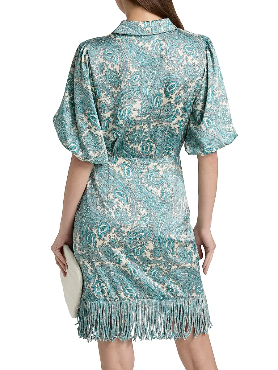 Cinq à Sept Women's Hendrix Paisley Fringed Wrap Minidress | Thumbnail 5 Cinq à Sept Women's Hendrix Paisley Fringed Wrap Minidress | Thumbnail 5