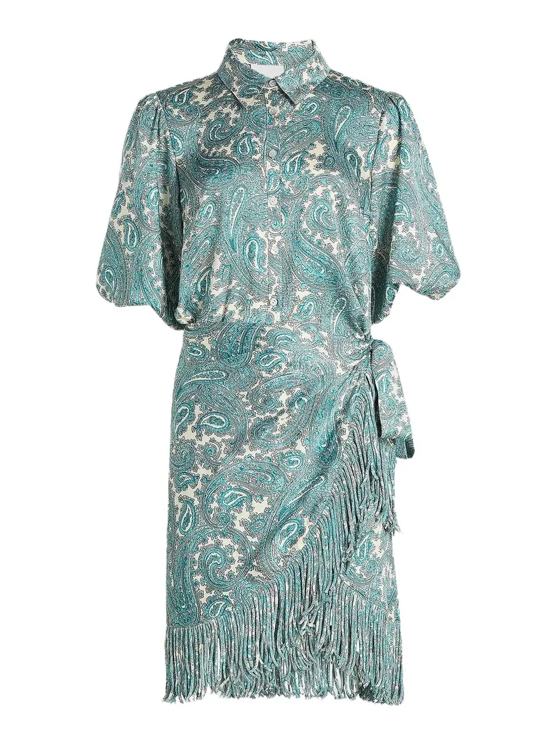 Women's Hendrix Paisley Fringed Wrap Minidress