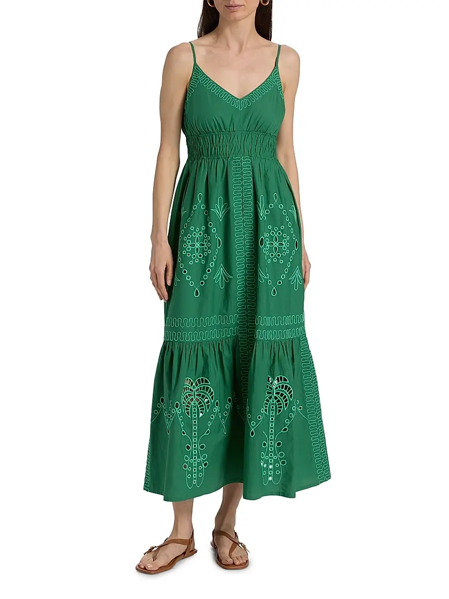 RAILS Women's Blair Eyelet-Embroidered Cotton A-Line Midi-Dress | Thumbnail 2
