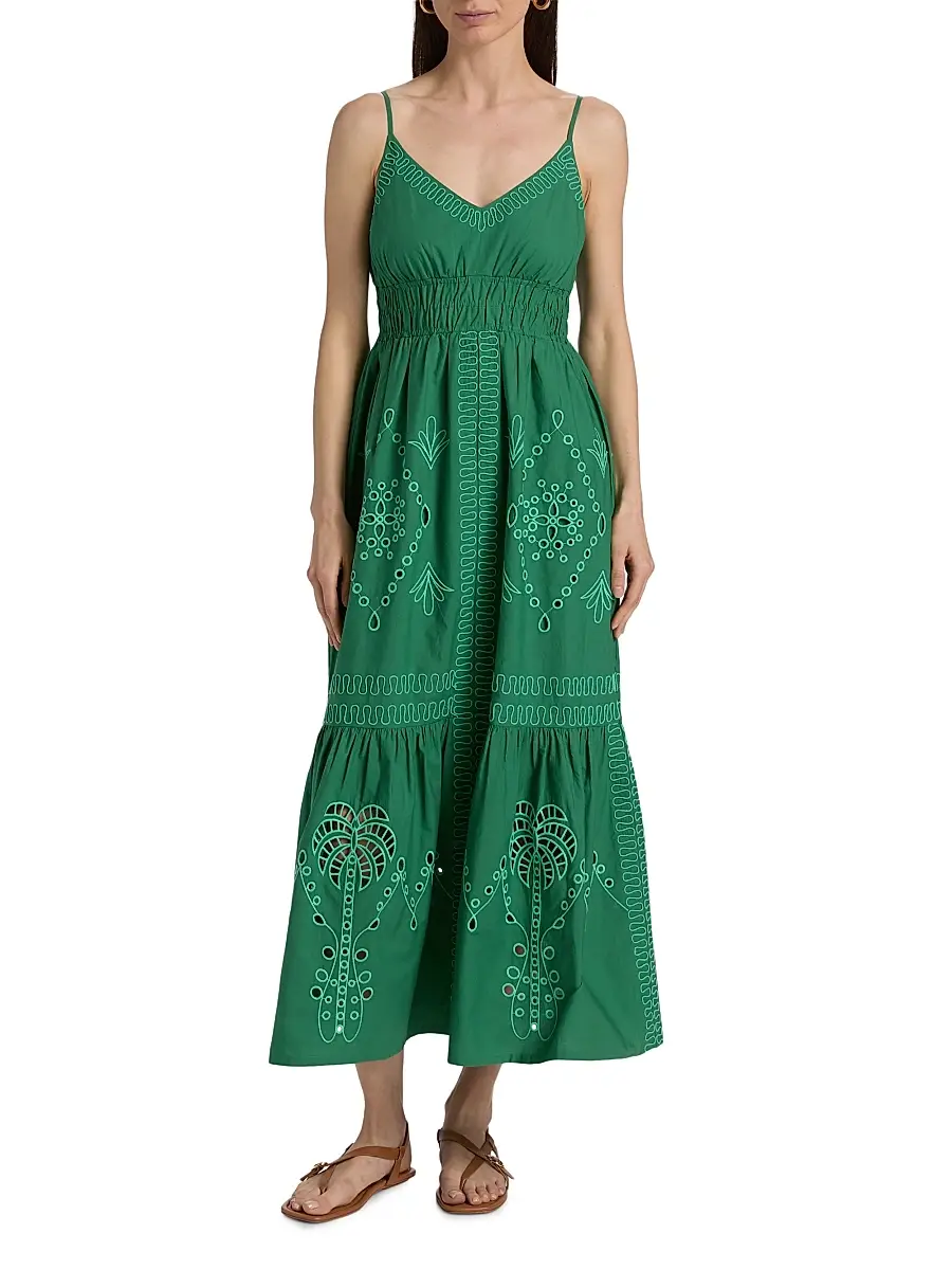 RAILS Women's Blair Eyelet-Embroidered Cotton A-Line Midi-Dress | Thumbnail 3