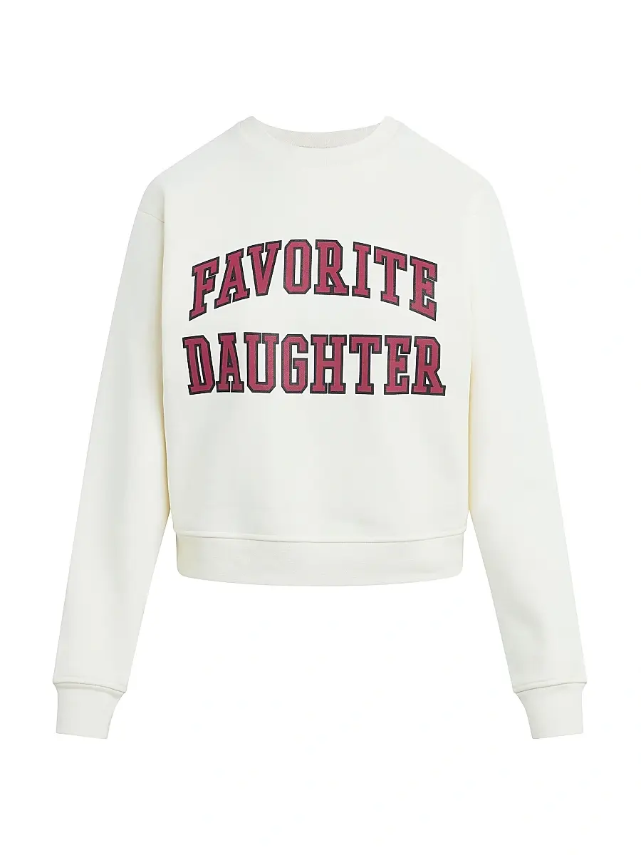 Favorite Daughter Women's The Collegiate Classic Logo Sweatshirt - Gardenia Raspberry - Size XL | Image 1 Favorite Daughter Women's The Collegiate Classic Logo Sweatshirt - Gardenia Raspberry - Size XL | Image 1