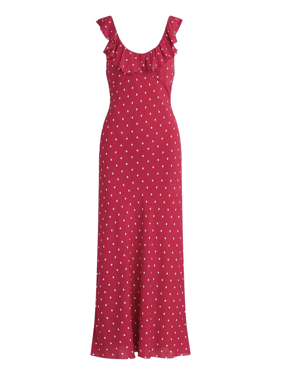 Women's The Blossom Ruffle Polka Dot Midi-Dress Women's The Blossom Ruffle Polka Dot Midi-Dress