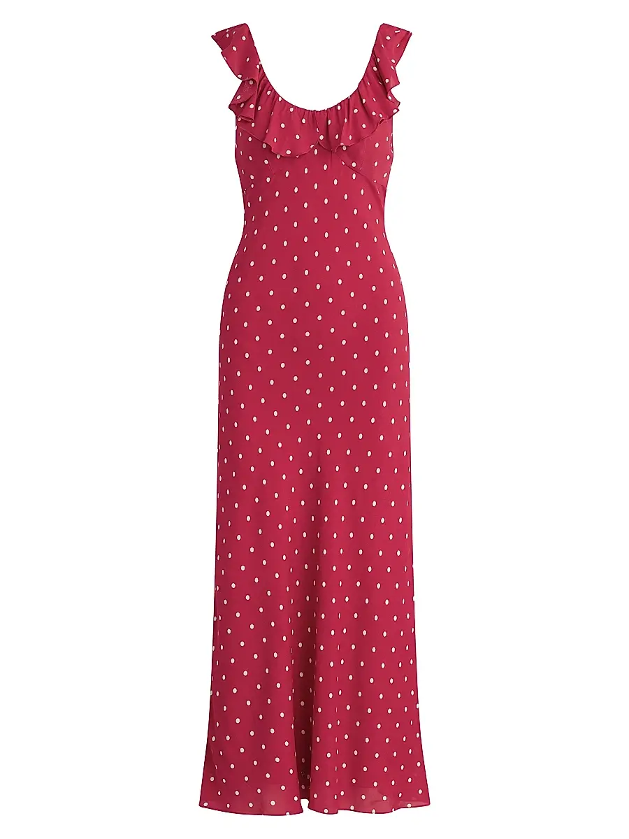 Favorite Daughter Women's The Blossom Ruffle Polka Dot Midi-Dress | Image 1 Favorite Daughter Women's The Blossom Ruffle Polka Dot Midi-Dress | Image 1