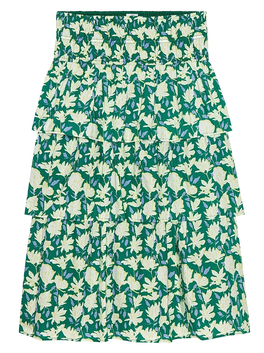 RAILS Women's Belle Floral Cotton Midi Skirt - Green Mayflower | Image 1 RAILS Women's Belle Floral Cotton Midi Skirt - Green Mayflower | Image 1
