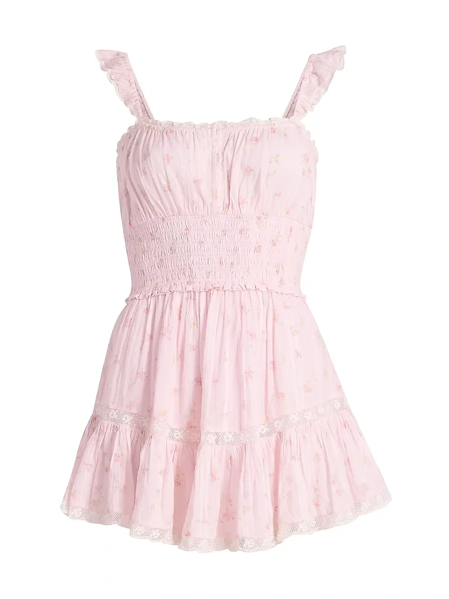 LoveShackFancy Women's Maralina Floral Cotton Minidress - Sweet Nectar | Image 1 LoveShackFancy Women's Maralina Floral Cotton Minidress - Sweet Nectar | Image 1