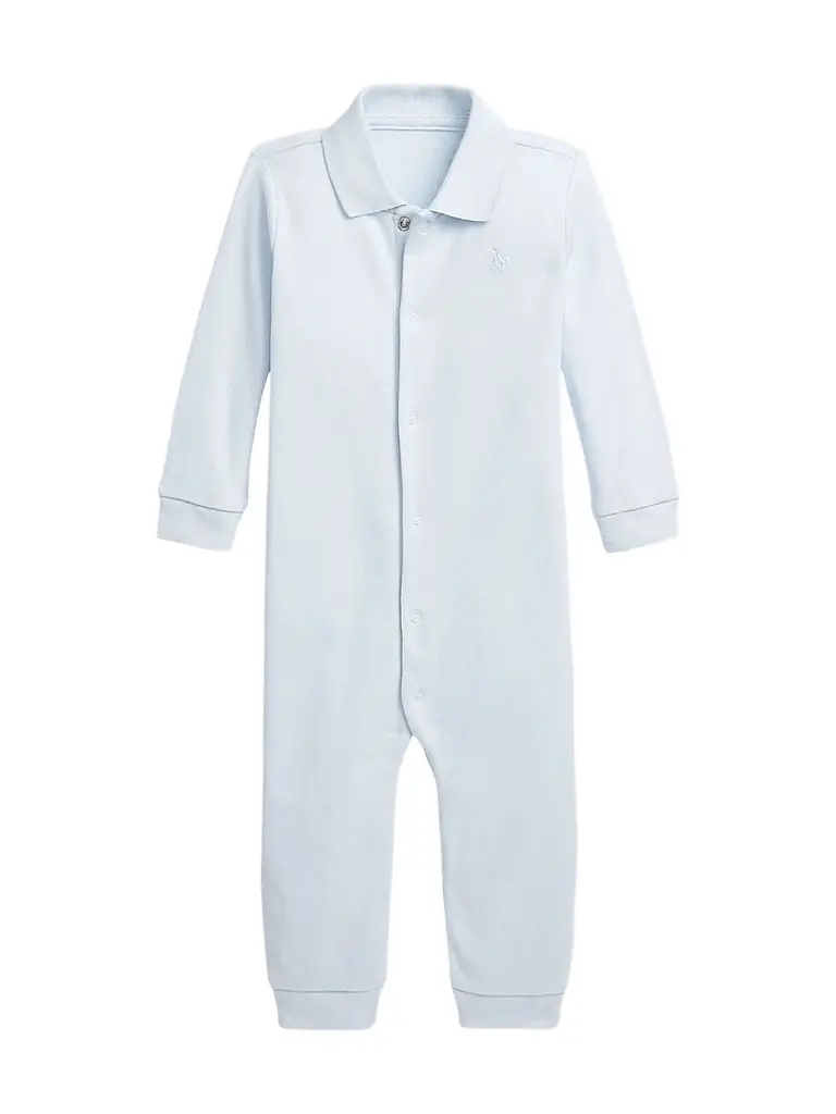 Polo Ralph Lauren Baby Boy's Cotton Polo Coverall - Beryl Blue | Image 1 Polo Ralph Lauren Baby Boy's Cotton Polo Coverall - Beryl Blue | Image 1