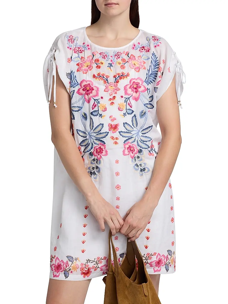 Johnny Was Women's Floral-Embroidered Shift Minidress | Thumbnail 3 Johnny Was Women's Floral-Embroidered Shift Minidress | Thumbnail 3