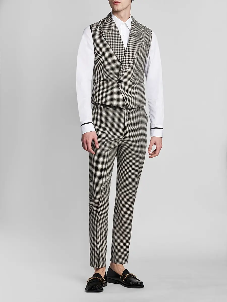 Alexander McQueen Men's Gingham Wool Vest | Thumbnail 2