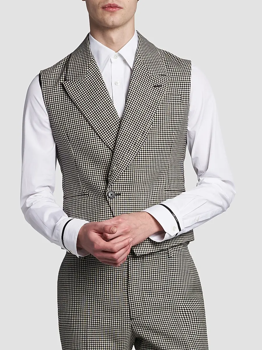 Alexander McQueen Men's Gingham Wool Vest | Thumbnail 3