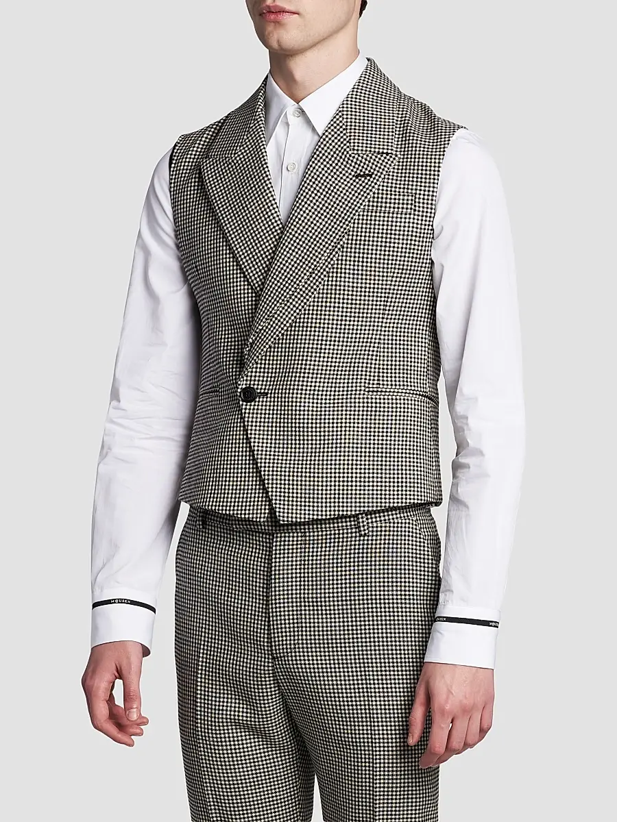 Alexander McQueen Men's Gingham Wool Vest | Thumbnail 4