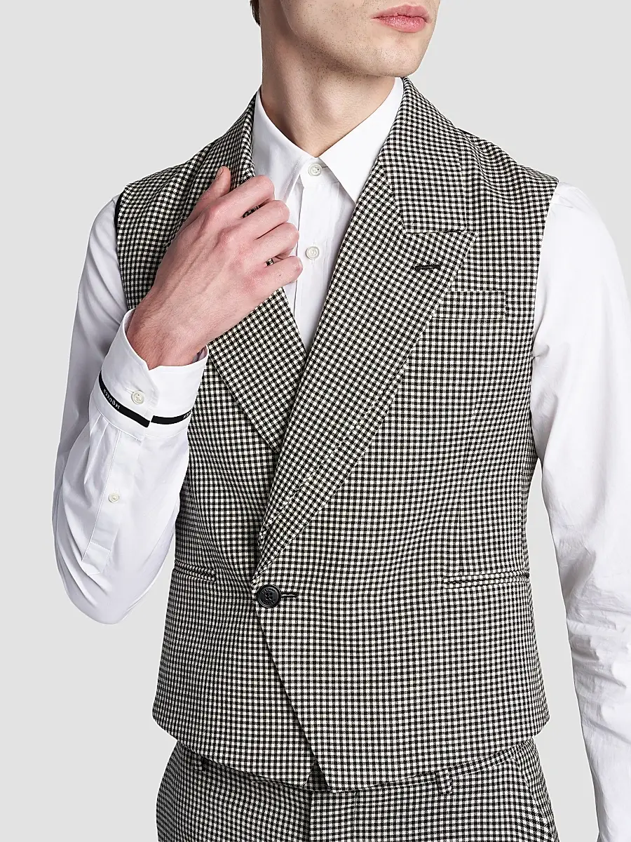 Alexander McQueen Men's Gingham Wool Vest | Thumbnail 6