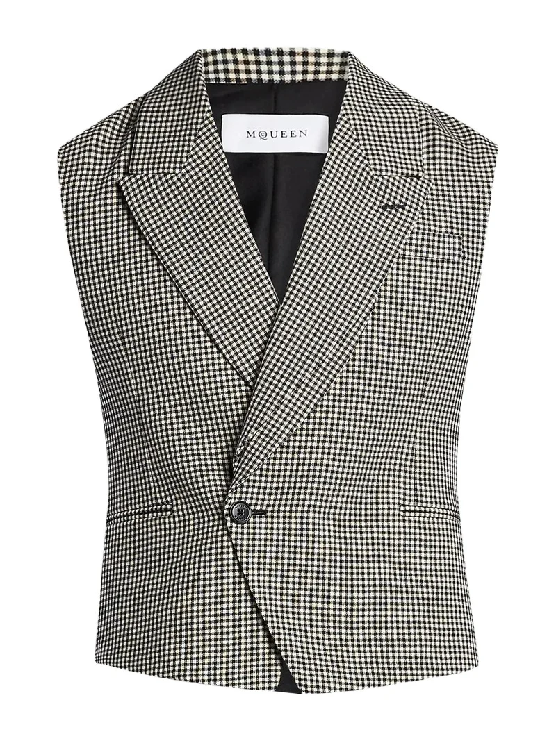 Alexander McQueen Men's Gingham Wool Vest