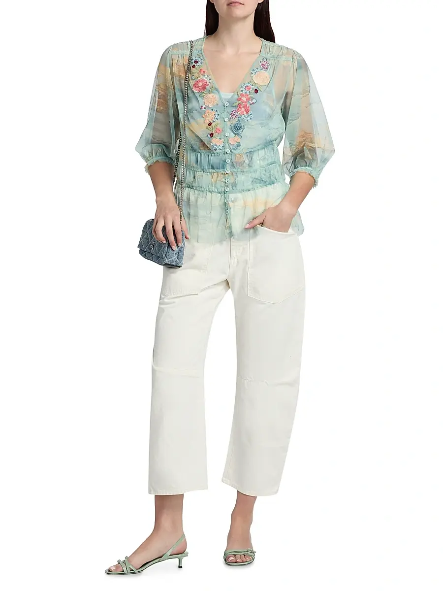 Johnny Was Women's Mazzy Enrika Ruched Blouse | Thumbnail 2 Johnny Was Women's Mazzy Enrika Ruched Blouse | Thumbnail 2
