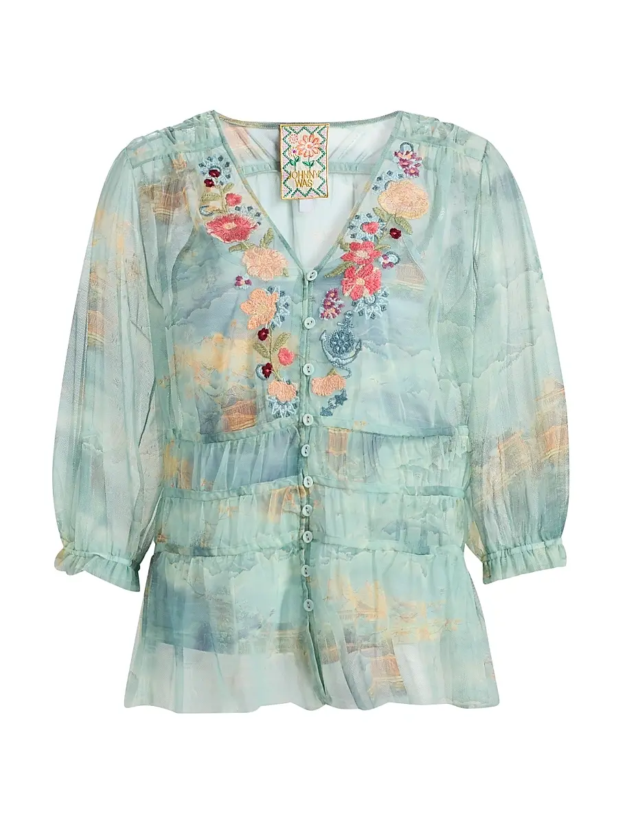 Johnny Was Women's Mazzy Enrika Ruched Blouse