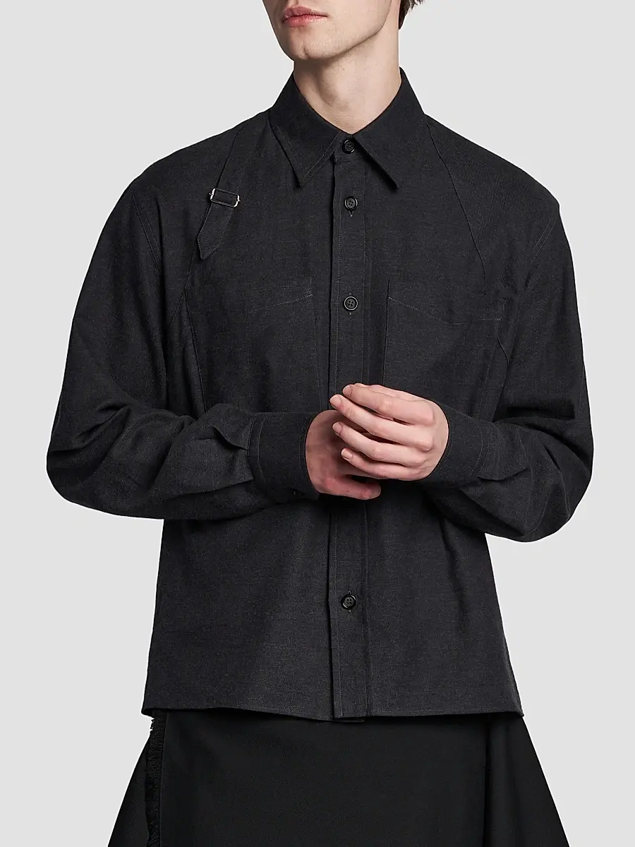 Alexander McQueen Men's Harness Cotton Flannel Shirt | Thumbnail 3