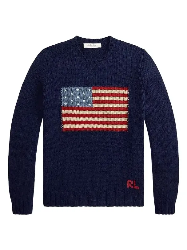 Men's American Flag Cashmere Pullover Sweater