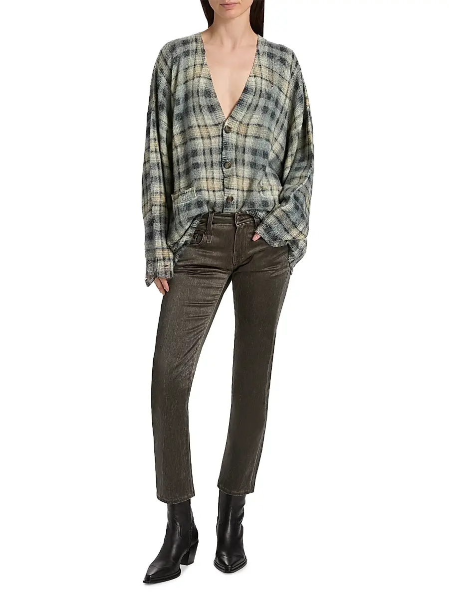 R13 Women's Plaid Wool-Cashmere Oversized Cardigan | Thumbnail 2 R13 Women's Plaid Wool-Cashmere Oversized Cardigan | Thumbnail 2