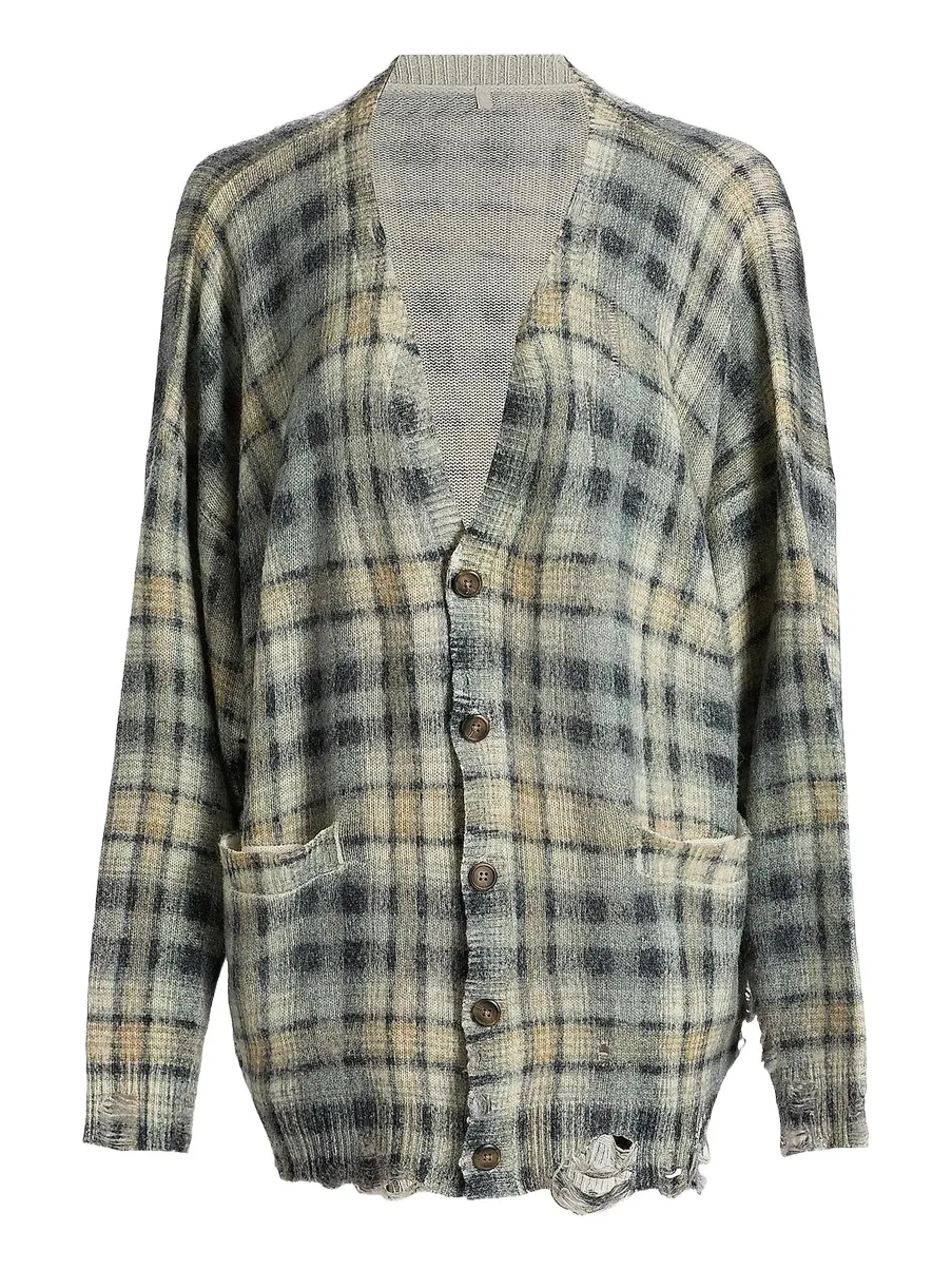 R13 Women's Plaid Wool-Cashmere Oversized Cardigan