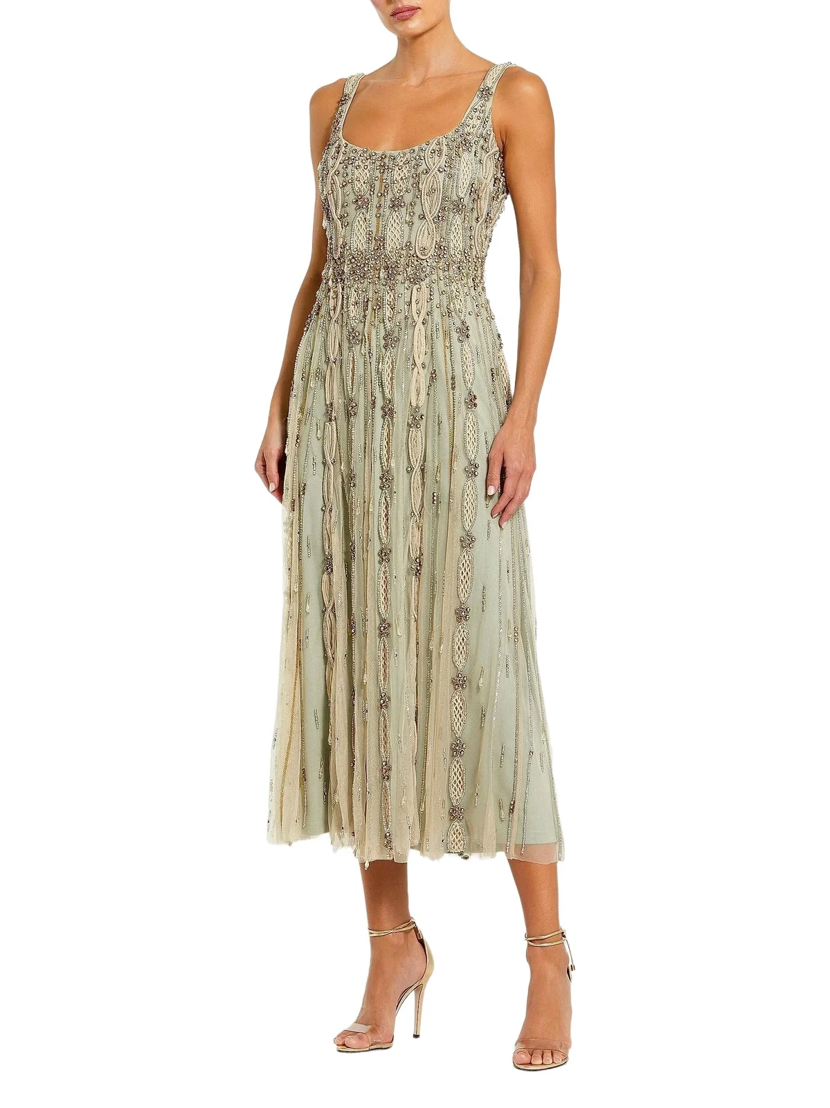 Mac Duggal Women's Petite Embellished Tulle Scoopneck Midi-Dress