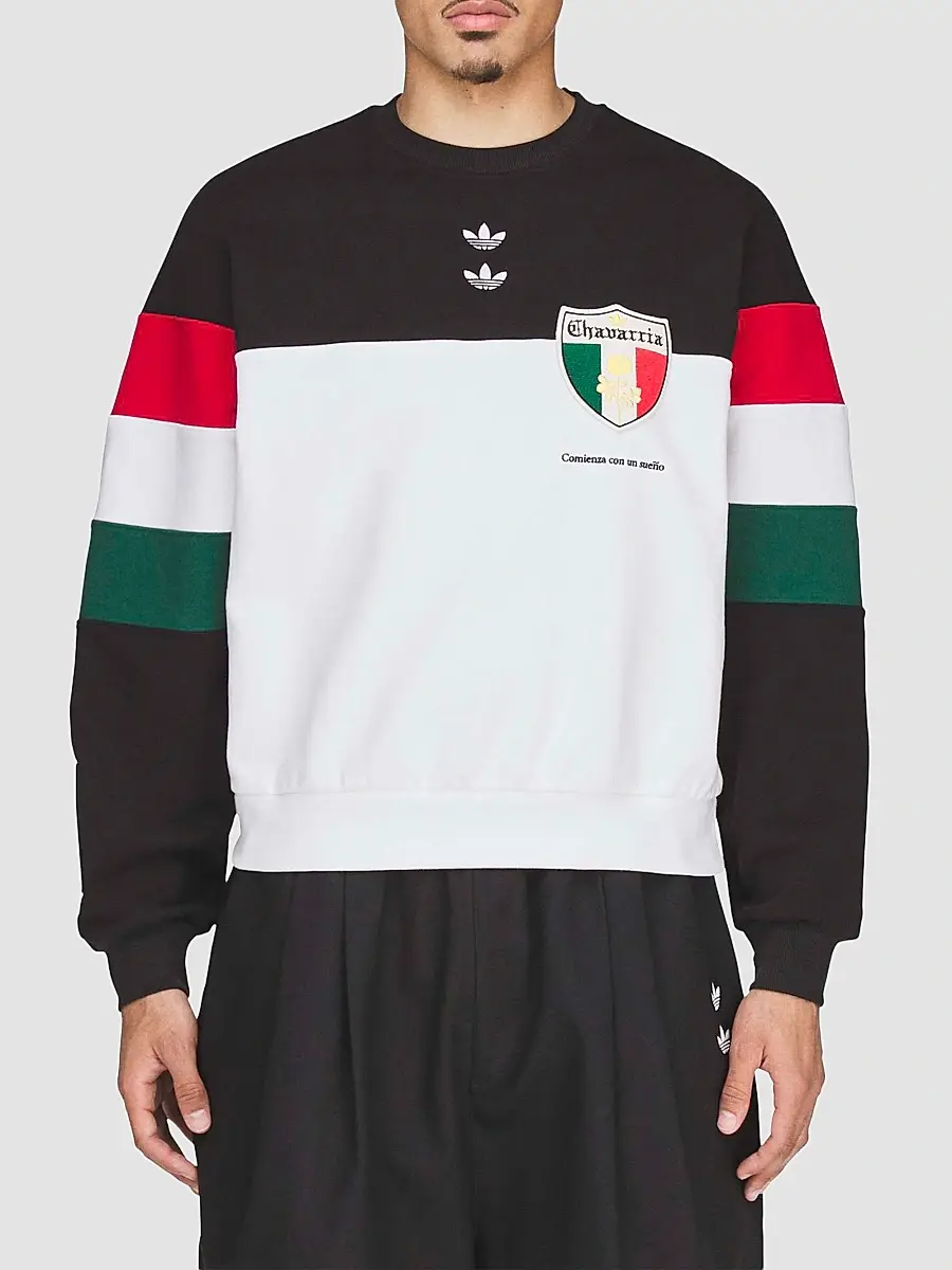 adidas Men's x Willy Chavarria Crewneck Sweatshirt - Black White | Thumbnail 4 adidas Men's x Willy Chavarria Crewneck Sweatshirt - Black White | Thumbnail 4