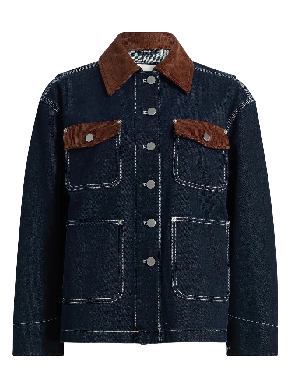 3.1 Phillip Lim Women's Contrast Corduroy-Trim Denim Chore Jacket