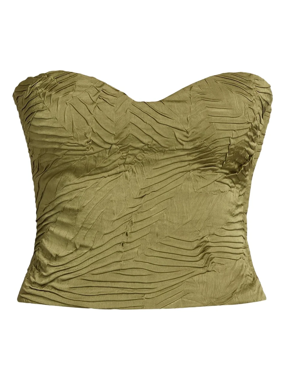 Ulla Johnson Women's Heelen Crinkled Satin Crop Bustier Top