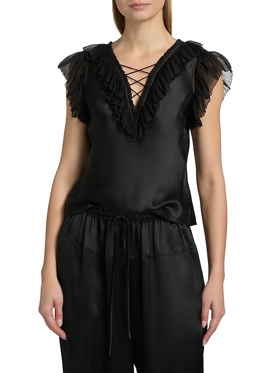 Ulla Johnson Women's Ilyana Ruffled Silk Top | Thumbnail 3 Ulla Johnson Women's Ilyana Ruffled Silk Top | Thumbnail 3