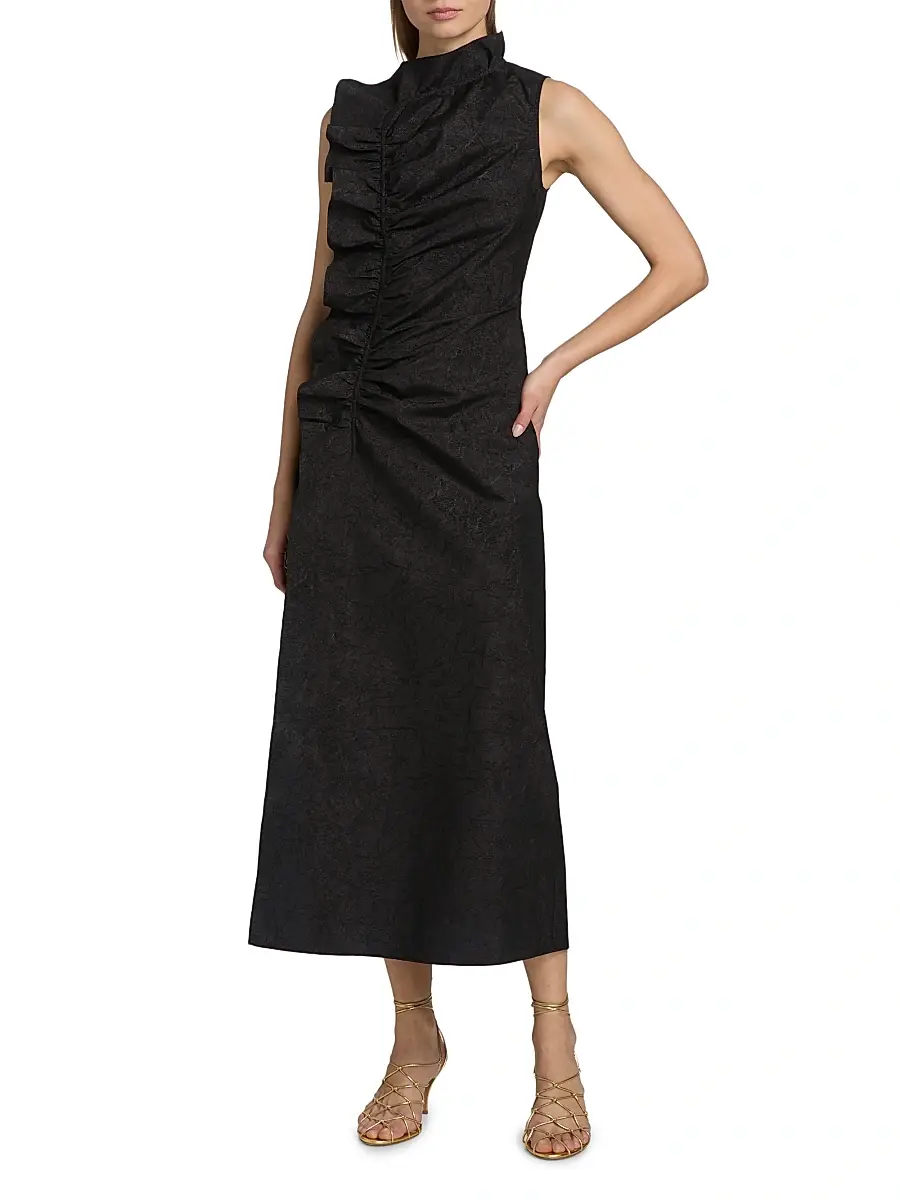 Ulla Johnson Women's Demetria Ruched Midi-Dress | Thumbnail 2
