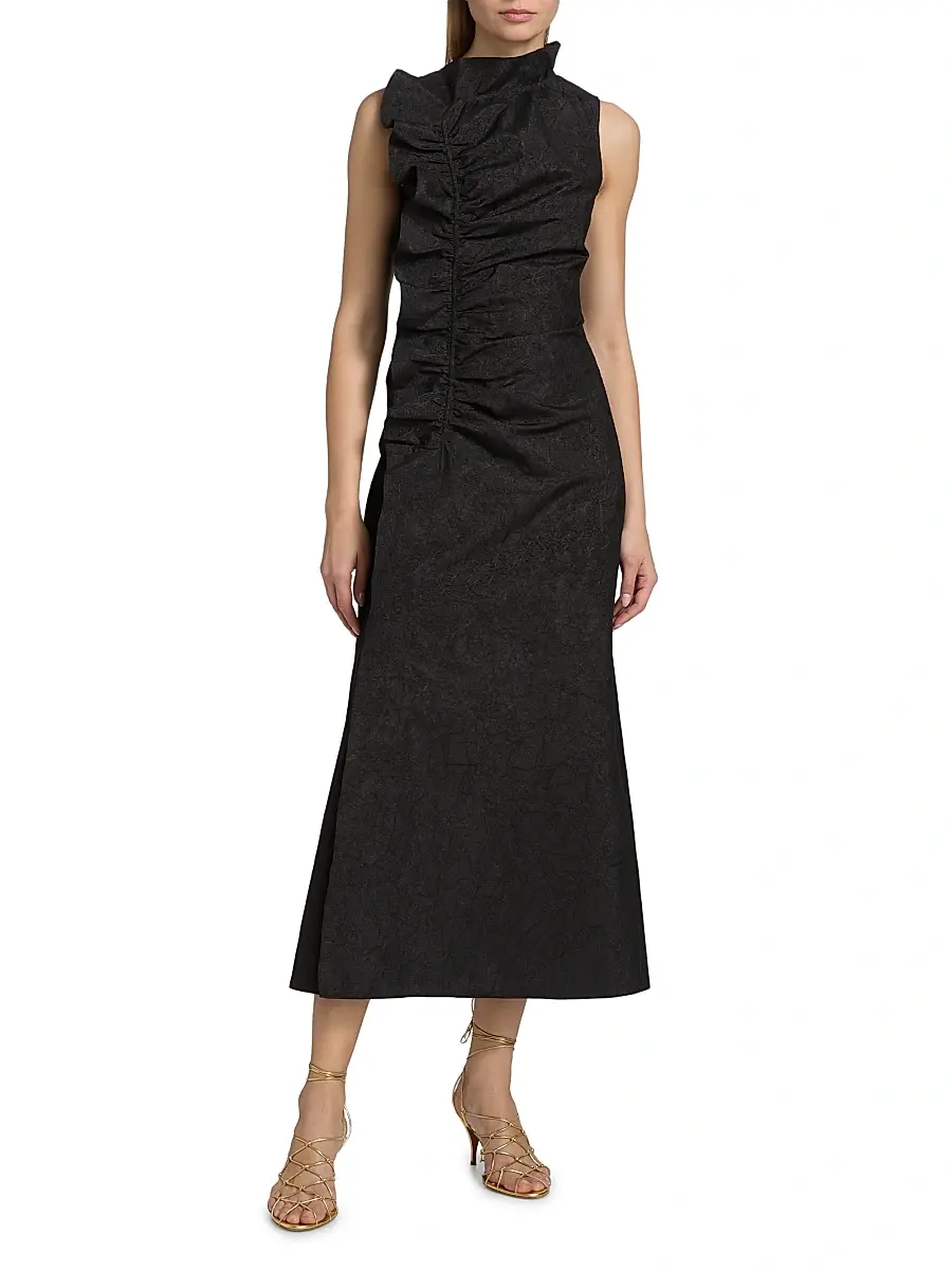 Ulla Johnson Women's Demetria Ruched Midi-Dress | Thumbnail 3