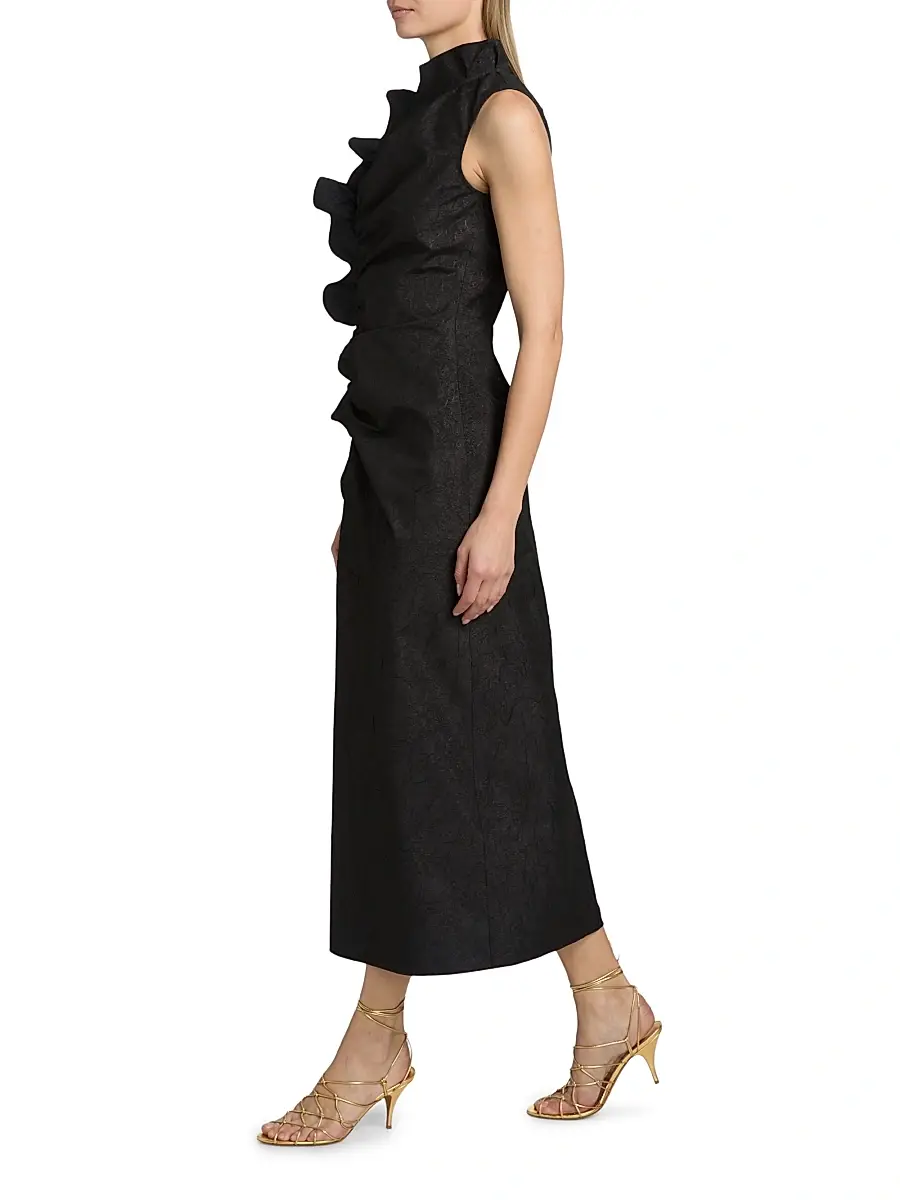Ulla Johnson Women's Demetria Ruched Midi-Dress | Thumbnail 4