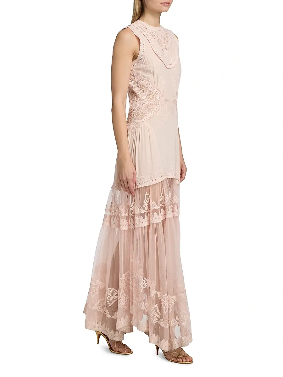 Ulla Johnson Women's Florence Embroidered Silk & Tulle Maxi Dress | Thumbnail 2 Ulla Johnson Women's Florence Embroidered Silk & Tulle Maxi Dress | Thumbnail 2