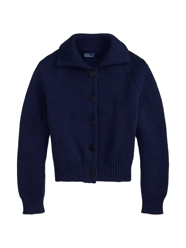 Polo Ralph Lauren Women's Cotton-Blend Buttoned Cardigan - Cruise Navy | Image 1 Polo Ralph Lauren Women's Cotton-Blend Buttoned Cardigan - Cruise Navy | Image 1