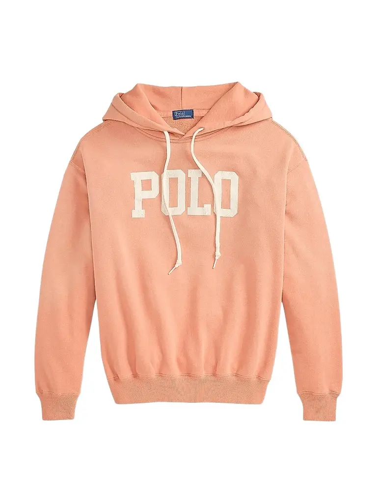 Polo Ralph Lauren Women's Logo Lightweight Fleece Hoodie - Pastel Coral | Image 1 Polo Ralph Lauren Women's Logo Lightweight Fleece Hoodie - Pastel Coral | Image 1