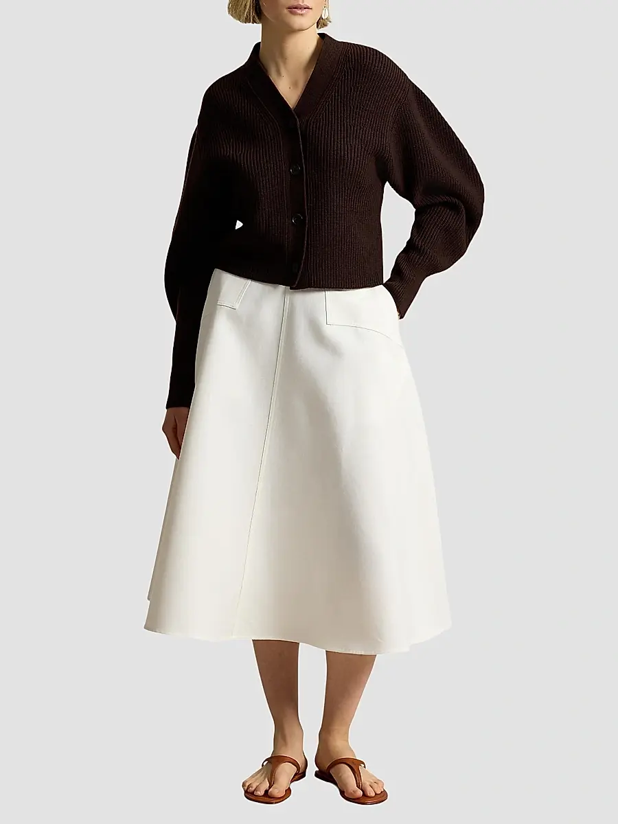 Polo Ralph Lauren Women's Cotton-Wool A-Line Midi Skirt | Thumbnail 2 Polo Ralph Lauren Women's Cotton-Wool A-Line Midi Skirt | Thumbnail 2